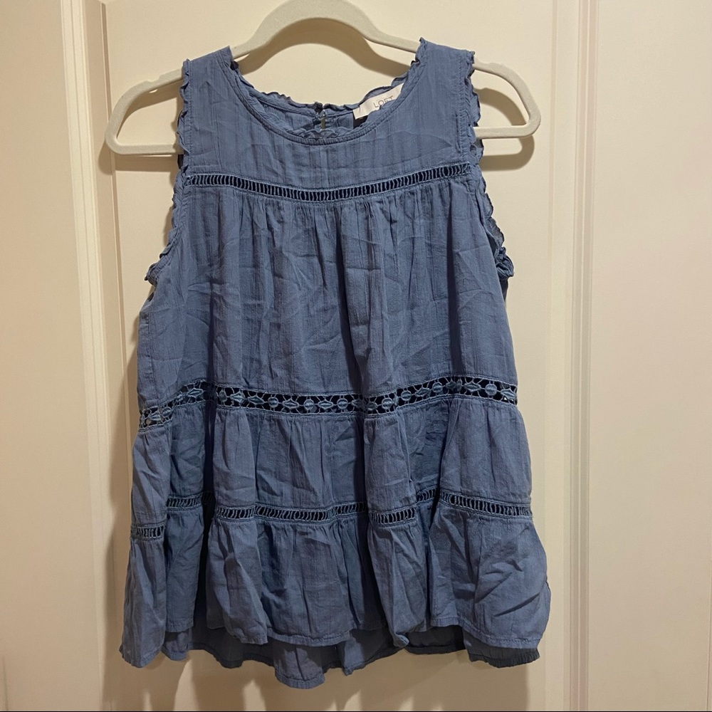 LOFT Blue Flowy Sleeveless Top